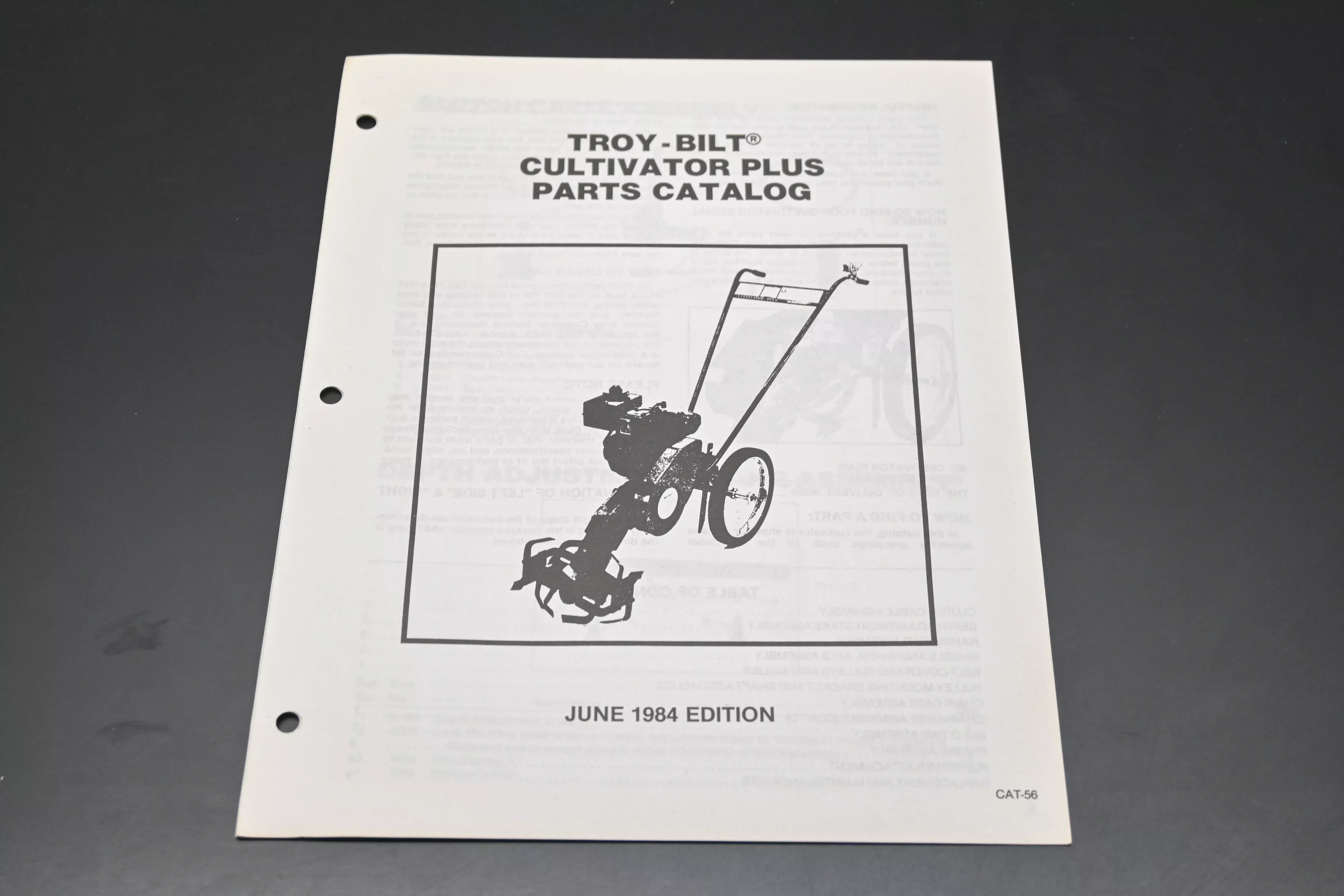 Troy Bilt CAT-56(6/84) Cultivator Plus Parts Catalog