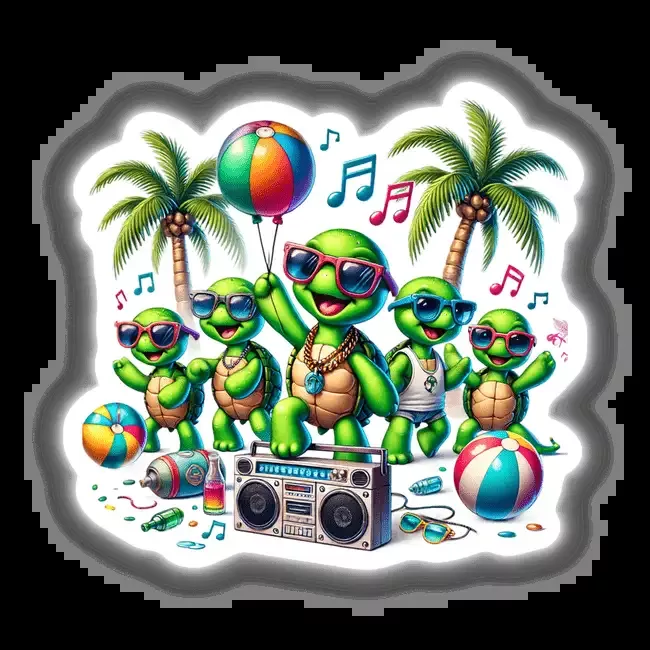 Turtles Having a Beach Party