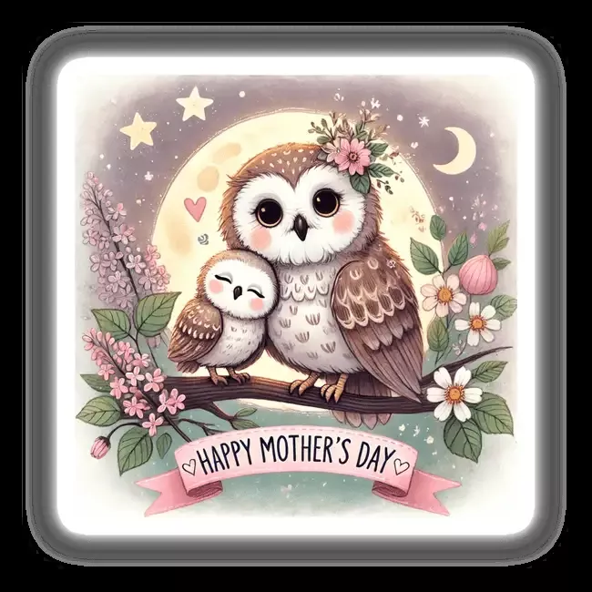 Two Cartoon Owls Happy Mother’s Day Graphic