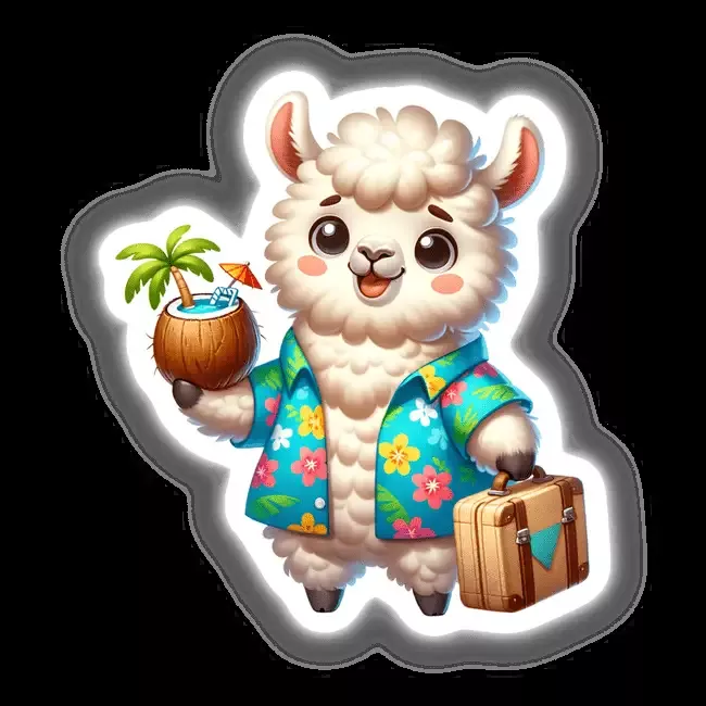 Vacation Llama Hawaiian Shirt Coconut Drink