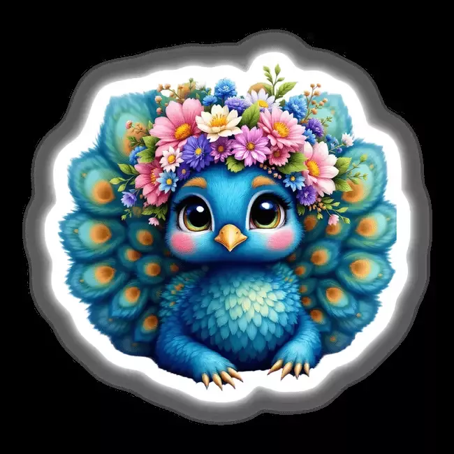 Vibrant Peacock with a Spring Flower Crown