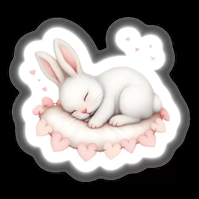 Watercolor Sleeping Baby Bunny with a Heart Garland