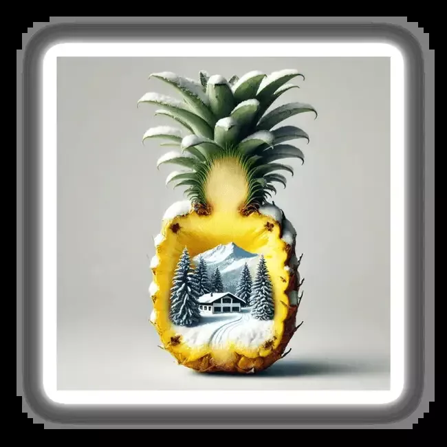 Winter Wonderland- Snow Covered Mountain Inside a Pineapple