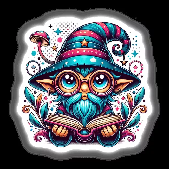 Wizard With Reading Glasses Open Book