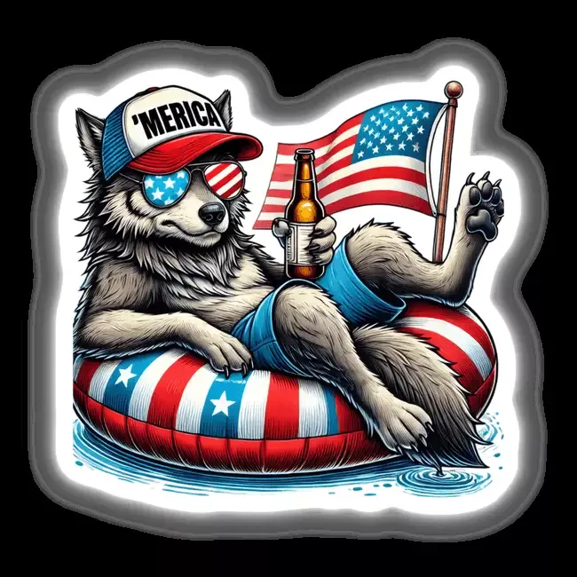 Wolf American Flag Float Merica